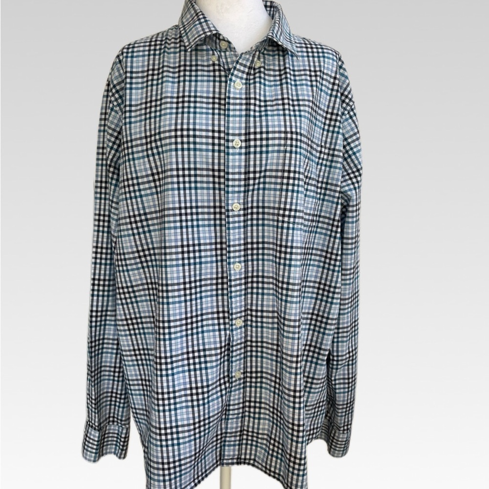 Goodfellow & Co Men's Blue and Black Plaid Shirt size XXL